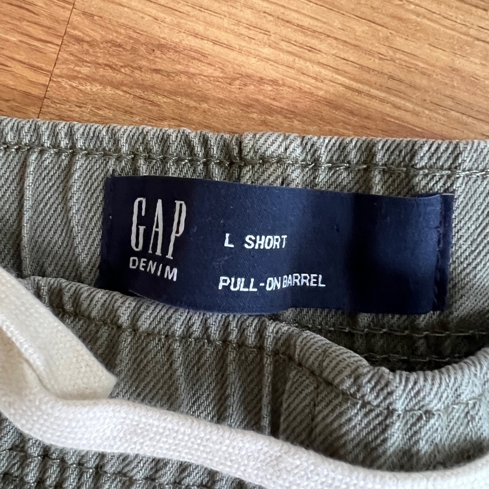 Gap Denim Pull-On Barrel Pants Womens Large Short Olive Green Utility Cool Girl - Picture 4 of 9